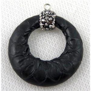 gemstone pendant paved rhinestone, approx 35mm dia