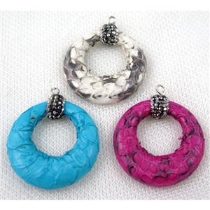 gemstone pendant paved rhinestone, approx 35mm dia