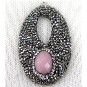 gemstone pendant paved rhinestone, approx 30-50mm