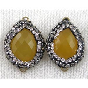 gemstone connector paved rhinestone, approx 14-20mm