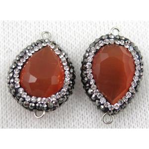 gemstone connector paved rhinestone, approx 18-25mm