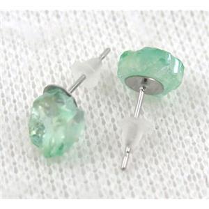 clear quartz earring, freeform, approx 6-10mm