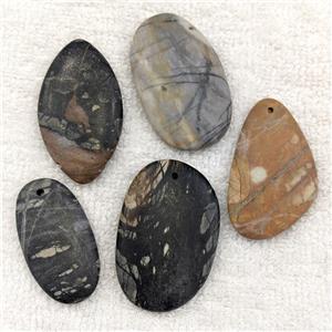 natural Picasso jasper pendant, freeform, approx 20-45mm