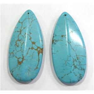 turquoise pendant, teardrop, blue, approx 25x55mm