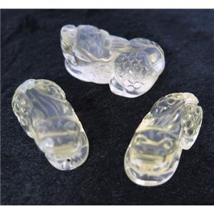 yellow Crystal Quartz Pixiu pendant, approx 15-25mm