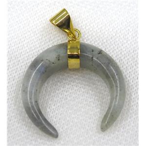 Labradorite crescent pendant, gold plated, approx 30-35mm