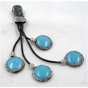 turquoise tassel pave rhinestone, blue, approx 15-120mm
