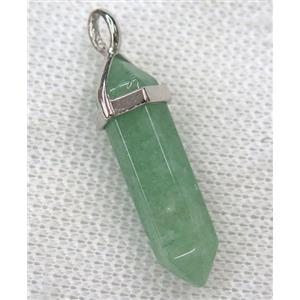 green aventurine bullet pendant, approx 10-30mm