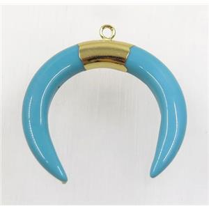 blue crystal glass crescent pendant, gold plated, approx 30-35mm