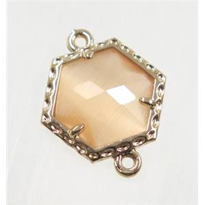 Chinese Crystal Glass connector, gold plated, approx 13mm