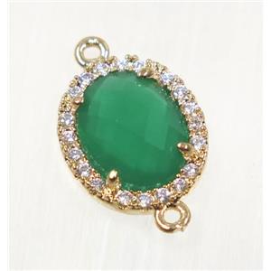 gemstone connector paved zircon, gold plated, approx 11x13mm