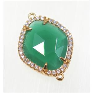 gemstone connector paved zircon, gold plated, approx 17x20mm