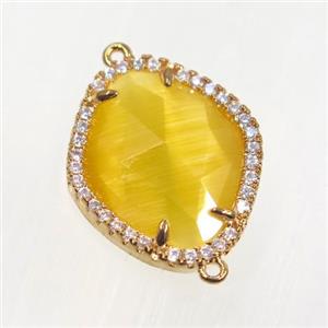 gemstone connector paved zircon, gold plated, approx 17x20mm
