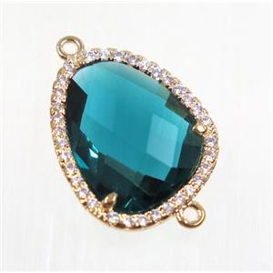 gemstone connector paved zircon, gold plated, approx 15-18mm