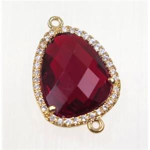 gemstone connector paved zircon, gold plated, approx 15-18mm