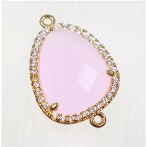 gemstone connector paved zircon, gold plated, approx 15-18mm