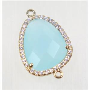 gemstone connector paved zircon, gold plated, approx 15-18mm
