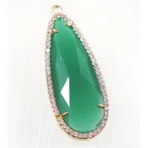 gemstone pendant paved zircon, gold plated, approx 17x42mm
