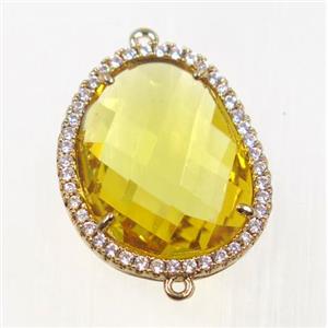 gemstone connector paved zircon, gold plated, approx 18x23mm