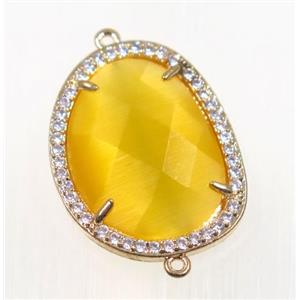 gemstone connector paved zircon, gold plated, approx 18x23mm