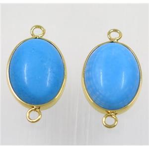 blue dye turquoise oval connector, approx 15x20mm
