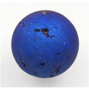 round blue Agate druzy ball charms, no-hole, approx 38mm dia