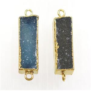 Agate Druzy rectangle connector, mix color, gold plated, approx 8-25mm