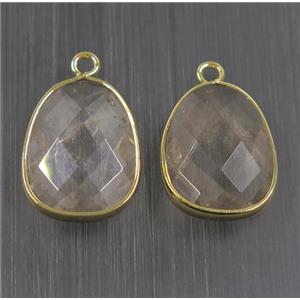 clear crystal glass pendant, faceted teardrop, approx 15-20mm