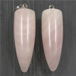 Rose Quartz bullet pendant, pink, approx 10-30mm