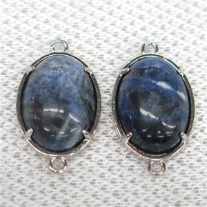 blue Sodalite connector, oval, approx 15x20mm