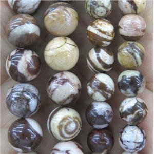 round Brown Zebra Jasper beads, approx 6mm dia