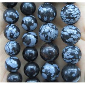 round Snowflake Obisidian jasper beads, approx 4mm dia