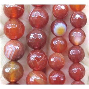 red stripe agate beads, faceted round, approx 14mm dia