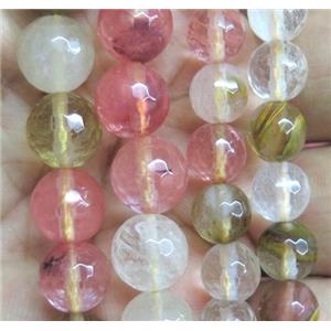 watermelon quartz beads, faceted round, approx 4mm dia