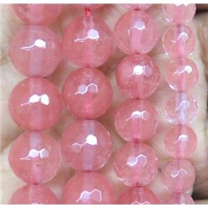 cherry quartz beads, faceted round, approx 4mm dia