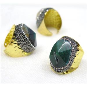 agate bead, copper ring, paved rhinestone, approx 18-23mm