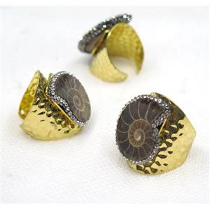 gemstone bead, copper ring, paved rhinestone, approx 15-22mm