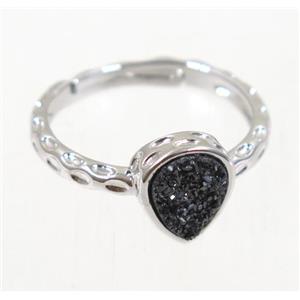 druzy agate ring, copper, platinum plated, approx 7-18mm