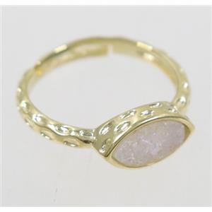 druzy agate ring, copper, gold plated, approx 7-18mm