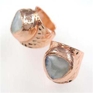 pearl shell ring, copper, rose gold, approx 18-30mm