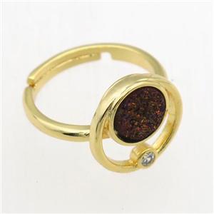 purple Druzy Quartz Rings, copper, gold plated, approx 8mm, 18mm dia