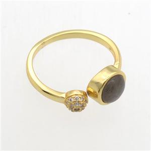 Labradorite Rings, copper, gold plated, approx 6mm, 18mm dia