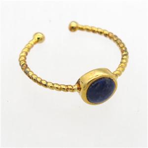 blue Lapis Lazuli Rings, copper, gold plated, approx 7mm, 19mm dia
