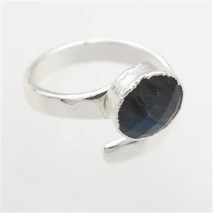 Labradorite Rings, copper, platinum plated, approx 10mm, 19mm dia