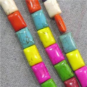 synthetic Turquoise rectangle beads, mix color, approx 18x25mm