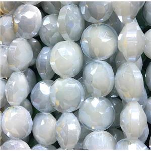 chinese crystal glass bead, faceted circle, grayblue, approx 14mm dia, 44pcs per st