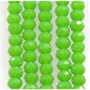 green chinese crystal glass beads, faceted rondelle, approx 2.5x3mm, 150 pcs per st