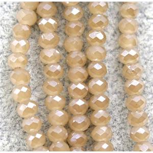 champagne chinese crystal glass beads, faceted rondelle, AB-color electroplated, approx 2.5x3mm, 150 pcs per st