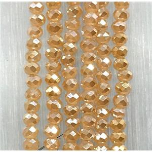 goldchampagne chinese crystal glass beads, faceted rondelle, approx 2.5x3mm, 150 pcs per st
