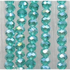 green chinese crystal glass beads, faceted rondelle, approx 2.5x3mm, 150 pcs per st